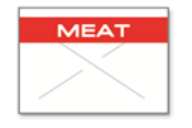 GX1812 Red/White MEAT Label for the 18-6 Labeler comes with security cross cuts, visit AtoZstamps.com for more
Garvey Preprinted MEAT Label